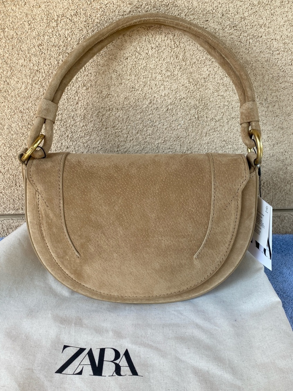 Zara Suede Saddle Shoulder Bag